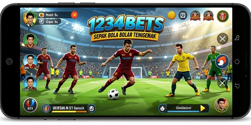 Tampilan gameplay mendebarkan dari 1234BETS dengan grafik sepak bola yang luar biasa.