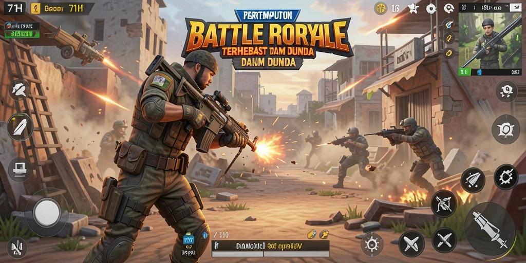 Gameplay mendebarkan dari 71H dalam pertempuran Battle Royale.