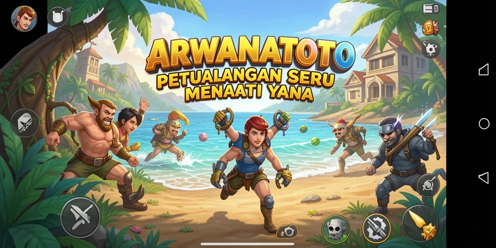 Tangkapan layar gameplay ARWANATOTO yang menunjukkan aksi petualangan yang seru.