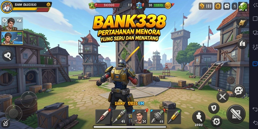 Tampilan mendebarkan dari gameplay Tower Defense di BANK338.