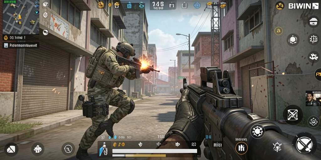 Screenshot menampilkan aksi gameplay intens dalam BIWIN