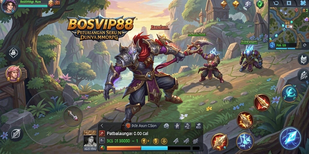 Screenshot gameplay BOSVIP88 menampilkan aksi seru di dunia MMORPG.