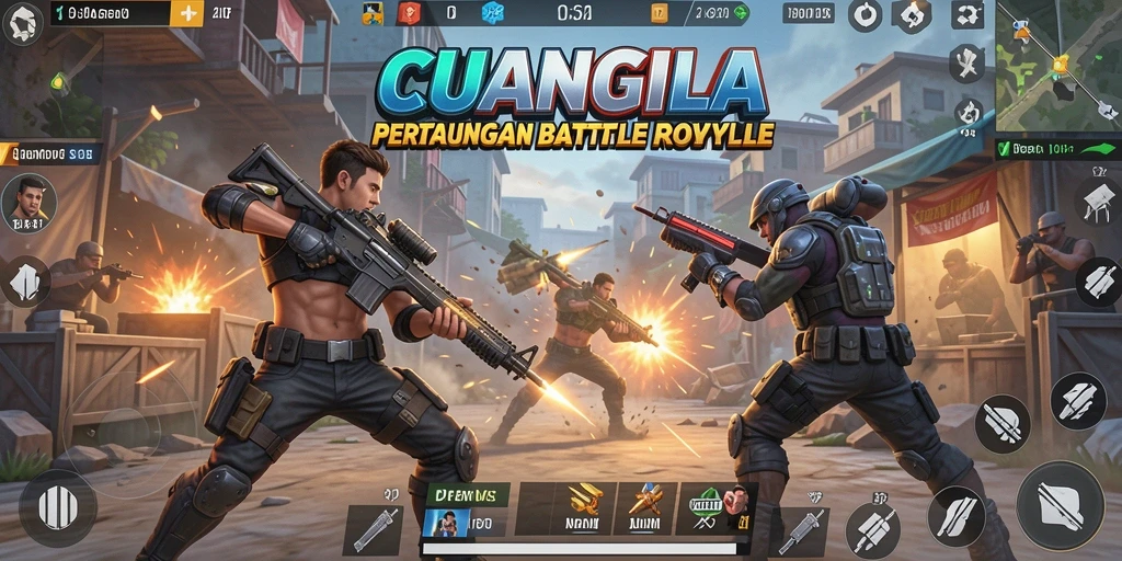 Screenshot utama menampilkan pertempuran intens dalam CUANGILA.