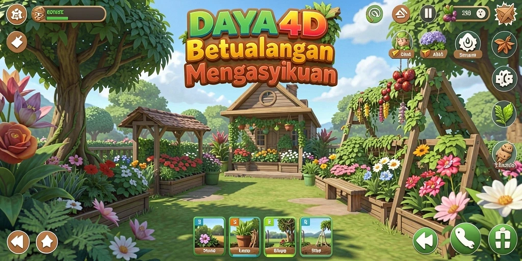 Screenshot DAYA4D menampilkan petualangan berkebun yang seru dan interaktif.
