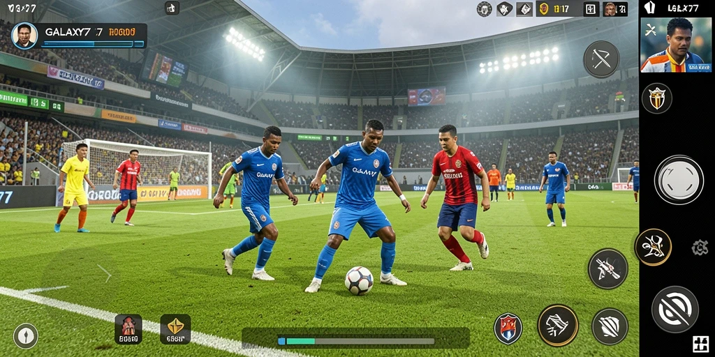 Screenshot dari gameplay GALAXY77 yang memperlihatkan pertandingan seru.