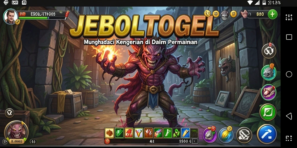 Screenshot menakutkan dari gameplay JEBOLTOGEL dengan suasana Horror yang mencekam.