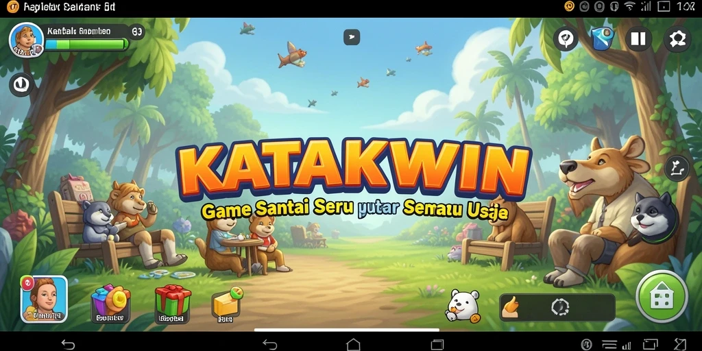 Tangkapan layar gameplay KATAKWIN yang penuh warna dan menyenangkan.