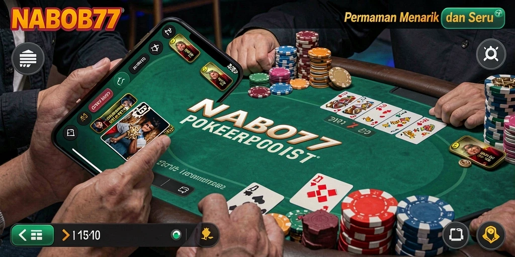 Screenshot gameplay NABOB77 menampilkan suasana poker yang menegangkan.