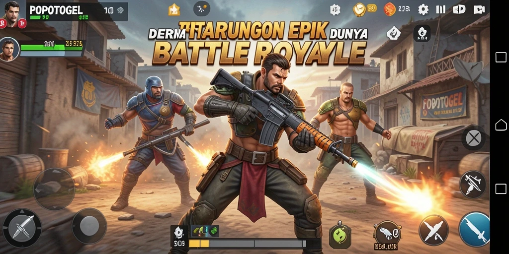 Screenshot aksi pertempuran seru dalam game Battle Royale.