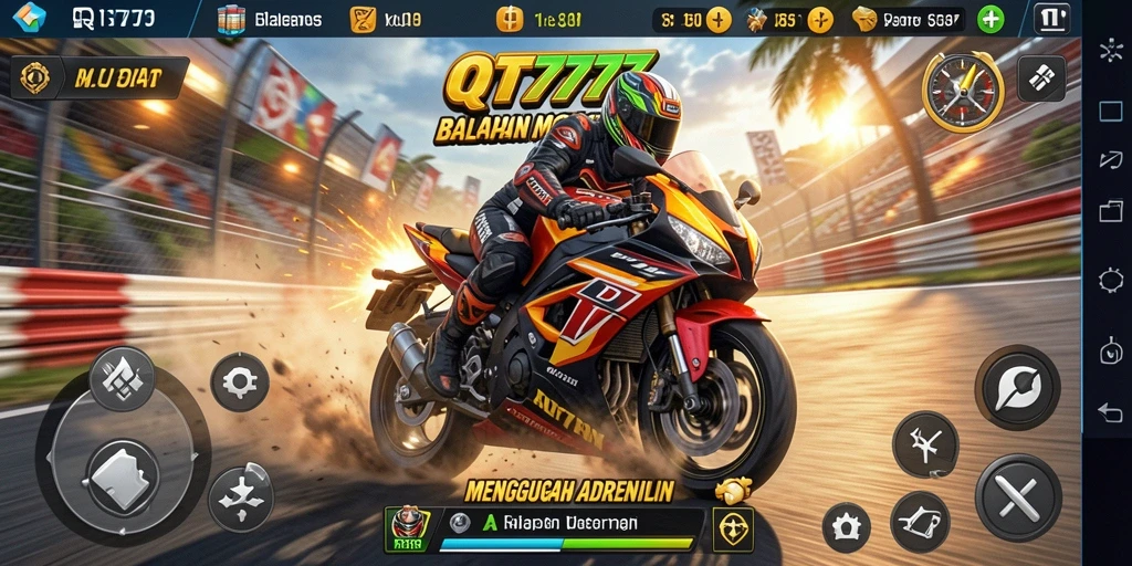 Tampilan aksi balapan motor yang mendebarkan di QT777.