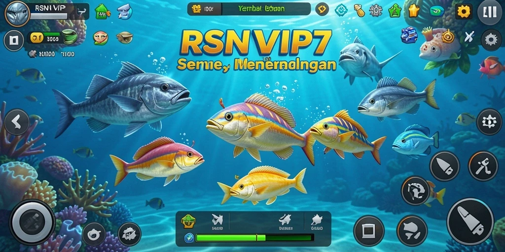 Screenshot gameplay RSNVIP7 menampilkan serunya berburu ikan.