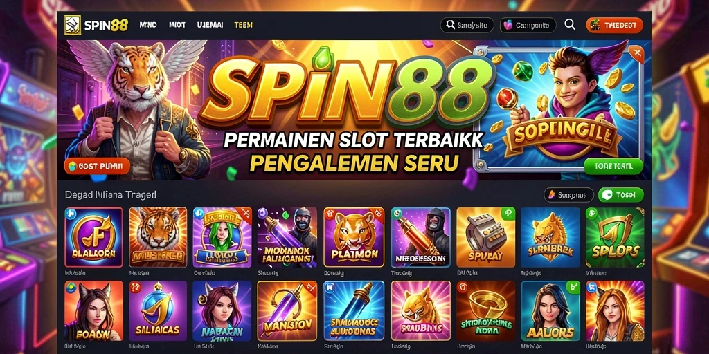 Tampilan utama gameplay SPIN88 dengan berbagai tema slot menarik.
