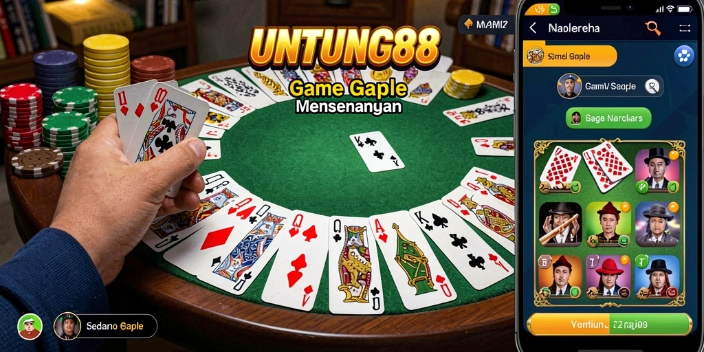 Screenshot UNTUNG88 menampilkan gameplay Gaple yang seru dan interaktif.