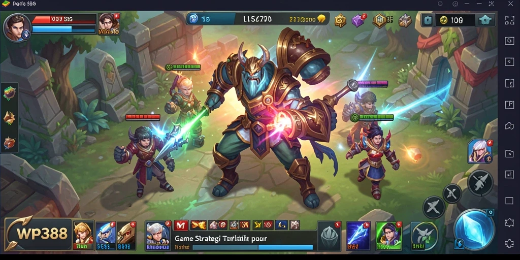 Screenshot gameplay WP888 yang menampilkan strategi pertempuran.
